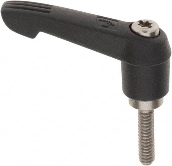 KIPP - #10-24, 0.51" Hub Diam, Glass Fiber (Stainless Steel Components) Threaded Stud Adjustable Clamping Lever - 0.79" Stud Length, 1.85" OAL, 1.18" High - Apex Tool & Supply