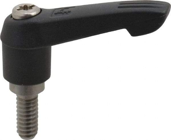 KIPP - 1/4-20, 0.51" Hub Diam, Glass Fiber (Stainless Steel Components) Threaded Stud Adjustable Clamping Lever - 0.59" Stud Length, 1.85" OAL, 1.18" High - Apex Tool & Supply