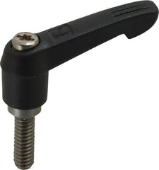 KIPP - 1/4-20, 0.51" Hub Diam, Glass Fiber (Stainless Steel Components) Threaded Stud Adjustable Clamping Lever - 0.79" Stud Length, 1.85" OAL, 1.18" High - Apex Tool & Supply