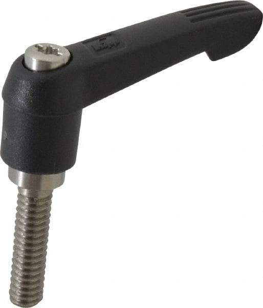 KIPP - 1/4-20, 0.51" Hub Diam, Glass Fiber (Stainless Steel Components) Threaded Stud Adjustable Clamping Lever - 0.98" Stud Length, 1.85" OAL, 1.18" High - Apex Tool & Supply