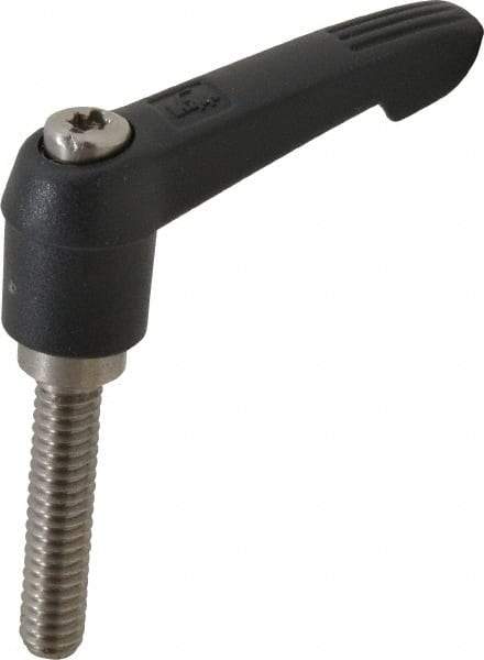 KIPP - 1/4-20, 0.51" Hub Diam, Glass Fiber (Stainless Steel Components) Threaded Stud Adjustable Clamping Lever - 1.18" Stud Length, 1.85" OAL, 1.18" High - Apex Tool & Supply