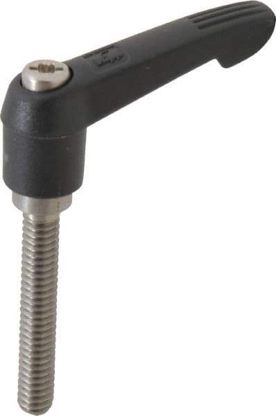 KIPP - 1/4-20, 0.51" Hub Diam, Glass Fiber (Stainless Steel Components) Threaded Stud Adjustable Clamping Lever - 1.57" Stud Length, 1.85" OAL, 1.18" High - Apex Tool & Supply