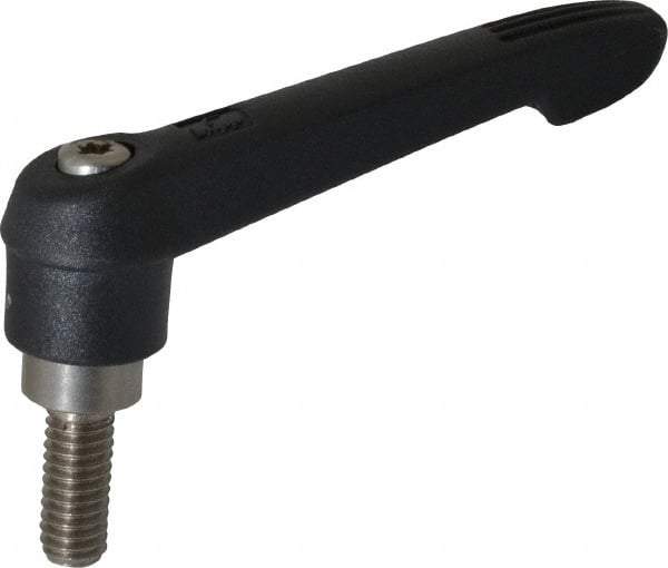 KIPP - 5/16-18, 0.71" Hub Diam, Glass Fiber (Stainless Steel Components) Threaded Stud Adjustable Clamping Lever - 0.79" Stud Length, 2.95" OAL, 1.63" High - Apex Tool & Supply