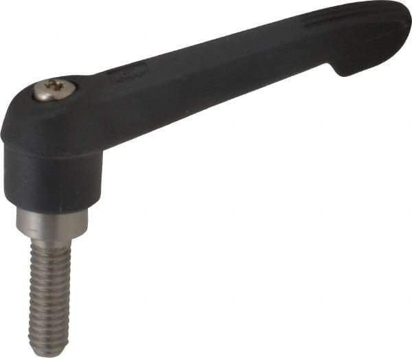 KIPP - 5/16-18, 0.71" Hub Diam, Glass Fiber (Stainless Steel Components) Threaded Stud Adjustable Clamping Lever - 0.98" Stud Length, 2.95" OAL, 1.63" High - Apex Tool & Supply