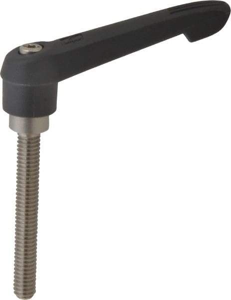 KIPP - 5/16-18, 0.71" Hub Diam, Glass Fiber (Stainless Steel Components) Threaded Stud Adjustable Clamping Lever - 2.36" Stud Length, 2.95" OAL, 1.63" High - Apex Tool & Supply
