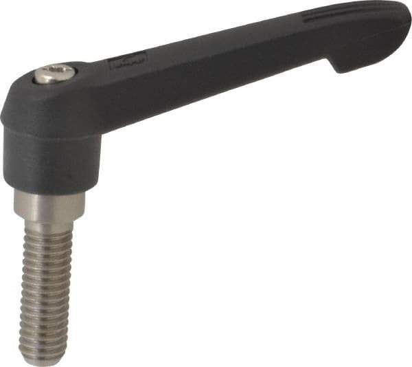 KIPP - 3/8-16, 0.71" Hub Diam, Glass Fiber (Stainless Steel Components) Threaded Stud Adjustable Clamping Lever - 1.18" Stud Length, 2.95" OAL, 1.63" High - Apex Tool & Supply