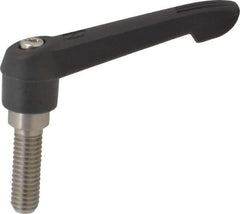 KIPP - 3/8-16, 0.71" Hub Diam, Glass Fiber (Stainless Steel Components) Threaded Stud Adjustable Clamping Lever - 1.18" Stud Length, 2.95" OAL, 1.63" High - Apex Tool & Supply