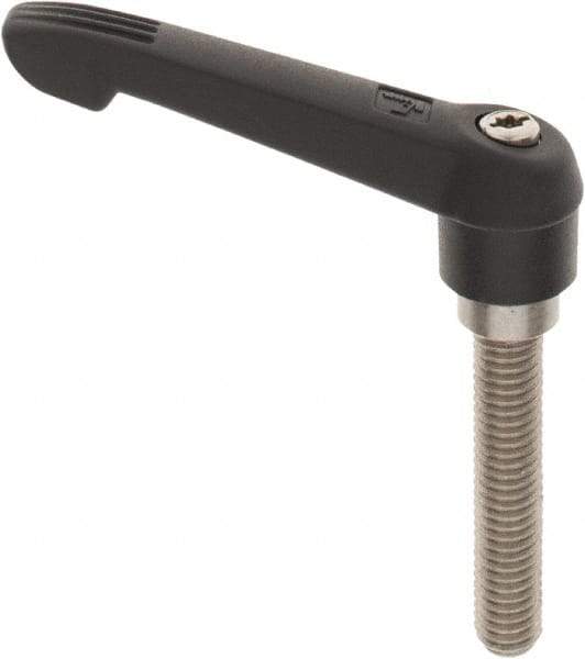 KIPP - 3/8-16, 0.71" Hub Diam, Glass Fiber (Stainless Steel Components) Threaded Stud Adjustable Clamping Lever - 1.97" Stud Length, 2.95" OAL, 1.63" High - Apex Tool & Supply