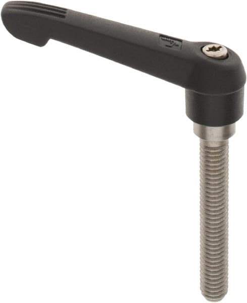 KIPP - 3/8-16, 0.71" Hub Diam, Glass Fiber (Stainless Steel Components) Threaded Stud Adjustable Clamping Lever - 2.36" Stud Length, 2.95" OAL, 1.63" High - Apex Tool & Supply