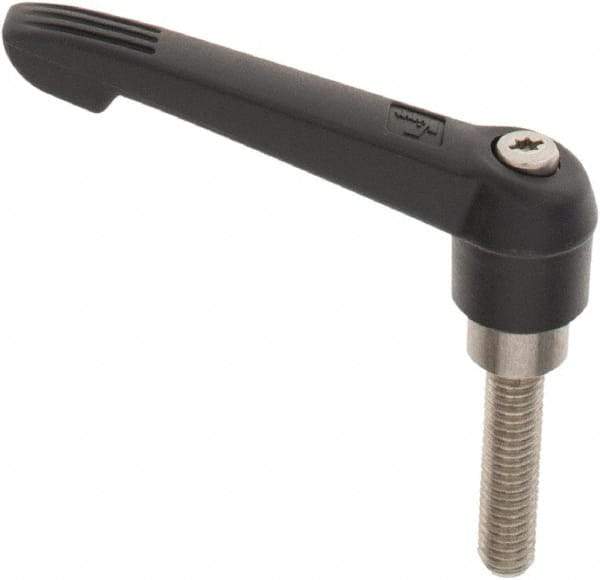 KIPP - 3/8-16, 0.85" Hub Diam, Glass Fiber (Stainless Steel Components) Threaded Stud Adjustable Clamping Lever - 1.57" Stud Length, 3.6" OAL, 2.11" High - Apex Tool & Supply
