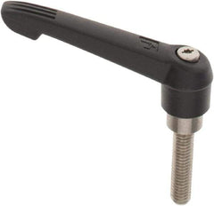 KIPP - 3/8-16, 0.85" Hub Diam, Glass Fiber (Stainless Steel Components) Threaded Stud Adjustable Clamping Lever - 1.57" Stud Length, 3.6" OAL, 2.11" High - Apex Tool & Supply