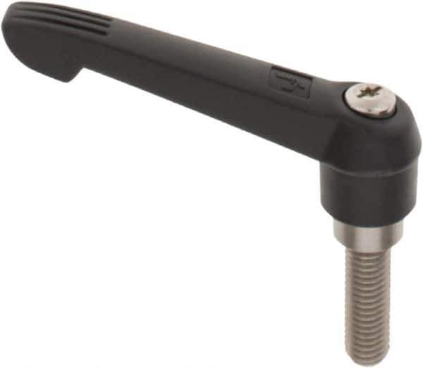 KIPP - 1/2-13, 1" Hub Diam, Glass Fiber (Stainless Steel Components) Threaded Stud Adjustable Clamping Lever - 1.57" Stud Length, 4.29" OAL, 2.4" High - Apex Tool & Supply