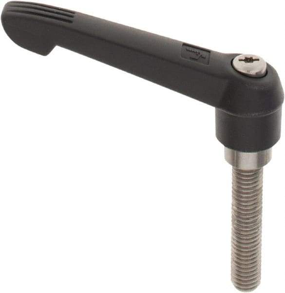 KIPP - 1/2-13, 1" Hub Diam, Glass Fiber (Stainless Steel Components) Threaded Stud Adjustable Clamping Lever - 2.36" Stud Length, 4.29" OAL, 2.4" High - Apex Tool & Supply