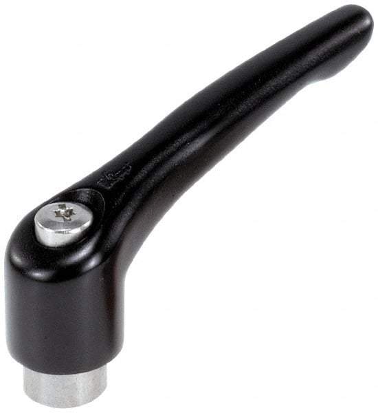 KIPP - #10-24, 0.51" Hub Diam, Zinc Die Cast (Stainless Steel Components) Tapped Adjustable Clamping Lever - 1.85" OAL, 1.22" High, 0.35" Hole Depth - Apex Tool & Supply