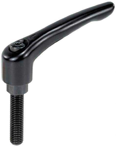 KIPP - #10-24, 0.55" Hub Diam, Zinc Die Cast (Steel Components) Threaded Stud Adjustable Clamping Lever - 0.39" Stud Length, 1.85" OAL, 1.22" High - Apex Tool & Supply