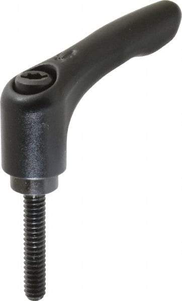 KIPP - #10-24, 0.55" Hub Diam, Zinc Die Cast (Steel Components) Threaded Stud Adjustable Clamping Lever - 0.98" Stud Length, 1.85" OAL, 1.22" High - Apex Tool & Supply