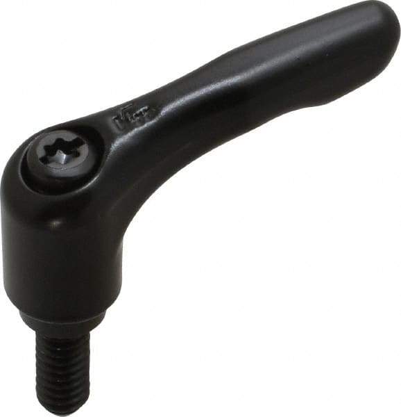 KIPP - 1/4-20, 0.55" Hub Diam, Zinc Die Cast (Steel Components) Threaded Stud Adjustable Clamping Lever - 0.59" Stud Length, 1.85" OAL, 1.22" High - Apex Tool & Supply