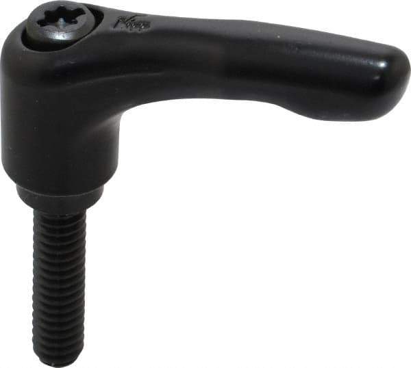 KIPP - 1/4-20, 0.55" Hub Diam, Zinc Die Cast (Steel Components) Threaded Stud Adjustable Clamping Lever - 0.98" Stud Length, 1.85" OAL, 1.22" High - Apex Tool & Supply