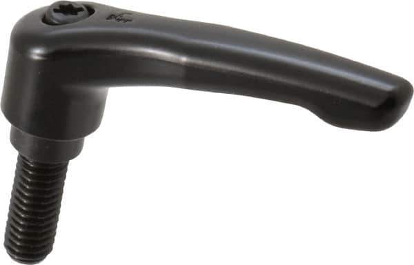 KIPP - 3/8-16, 0.73" Hub Diam, Zinc Die Cast (Steel Components) Threaded Stud Adjustable Clamping Lever - 0.98" Stud Length, 2.93" OAL, 1.67" High - Apex Tool & Supply