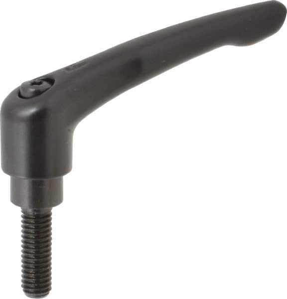 KIPP - 3/8-16, 0.83" Hub Diam, Zinc Die Cast (Steel Components) Threaded Stud Adjustable Clamping Lever - 1.18" Stud Length, 3.58" OAL, 2.15" High - Apex Tool & Supply