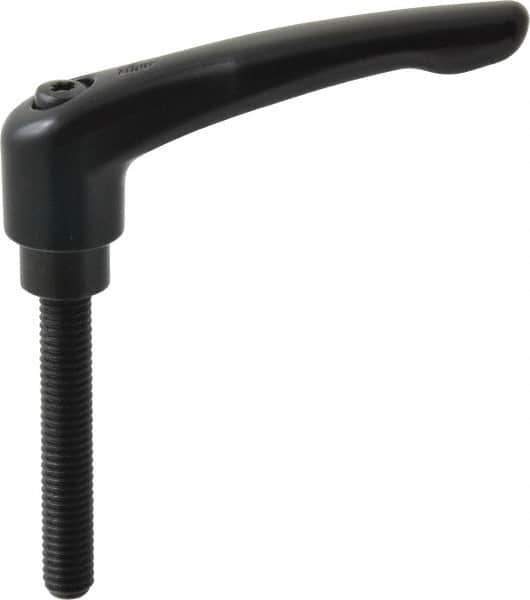KIPP - 3/8-16, 0.83" Hub Diam, Zinc Die Cast (Steel Components) Threaded Stud Adjustable Clamping Lever - 2.36" Stud Length, 3.58" OAL, 2.15" High - Apex Tool & Supply