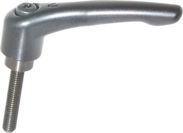 KIPP - 3/8-16, 1.06" Hub Diam, Zinc Die Cast (Steel Components) Threaded Stud Adjustable Clamping Lever - 1.97" Stud Length, 4.29" OAL, 2.48" High - Apex Tool & Supply