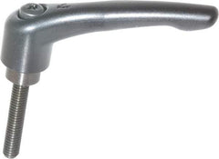 KIPP - 3/8-16, 1.06" Hub Diam, Zinc Die Cast (Steel Components) Threaded Stud Adjustable Clamping Lever - 1.97" Stud Length, 4.29" OAL, 2.48" High - Apex Tool & Supply