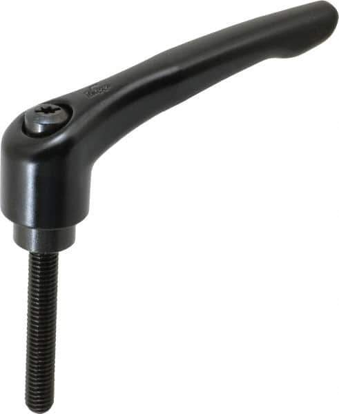KIPP - 3/8-16, 1.06" Hub Diam, Zinc Die Cast (Steel Components) Threaded Stud Adjustable Clamping Lever - 2.36" Stud Length, 4.29" OAL, 2.48" High - Apex Tool & Supply