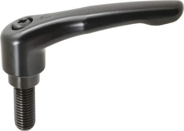 KIPP - 5/8-11, 1.22" Hub Diam, Zinc Die Cast (Steel Components) Threaded Stud Adjustable Clamping Lever - 1.57" Stud Length, 4.96" OAL, 2.87" High - Apex Tool & Supply