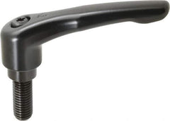 KIPP - 5/8-11, 1.22" Hub Diam, Zinc Die Cast (Steel Components) Threaded Stud Adjustable Clamping Lever - 1.57" Stud Length, 4.96" OAL, 2.87" High - Apex Tool & Supply