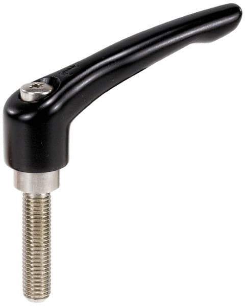 KIPP - M16 x 2.0, 31mm Hub Diam, Zinc Die Cast (Stainless Steel Components) Metric Threaded Stud Adjustable Clamping Lever - 50mm Stud Length, 126mm OAL, 73mm High - Apex Tool & Supply