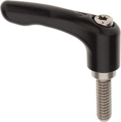 KIPP - 1/4-20, 0.55" Hub Diam, Zinc Die Cast (Stainless Steel Components) Threaded Stud Adjustable Clamping Lever - 0.79" Stud Length, 1.85" OAL, 1.22" High - Apex Tool & Supply