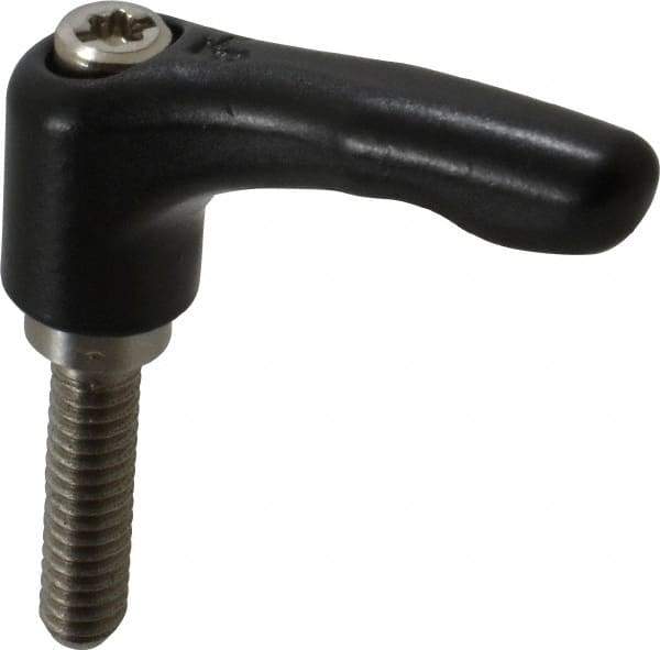KIPP - 1/4-20, 0.55" Hub Diam, Zinc Die Cast (Stainless Steel Components) Threaded Stud Adjustable Clamping Lever - 0.98" Stud Length, 1.85" OAL, 1.22" High - Apex Tool & Supply
