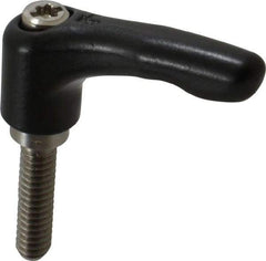 KIPP - 1/4-20, 0.55" Hub Diam, Zinc Die Cast (Stainless Steel Components) Threaded Stud Adjustable Clamping Lever - 0.98" Stud Length, 1.85" OAL, 1.22" High - Apex Tool & Supply