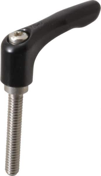 KIPP - 1/4-20, 0.55" Hub Diam, Zinc Die Cast (Stainless Steel Components) Threaded Stud Adjustable Clamping Lever - 1.57" Stud Length, 1.85" OAL, 1.22" High - Apex Tool & Supply