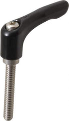KIPP - 1/4-20, 0.55" Hub Diam, Zinc Die Cast (Stainless Steel Components) Threaded Stud Adjustable Clamping Lever - 1.57" Stud Length, 1.85" OAL, 1.22" High - Apex Tool & Supply