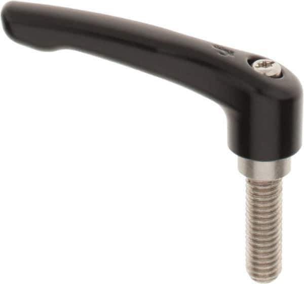 KIPP - 3/8-16, 0.73" Hub Diam, Zinc Die Cast (Stainless Steel Components) Threaded Stud Adjustable Clamping Lever - 1.18" Stud Length, 2.93" OAL, 1.67" High - Apex Tool & Supply