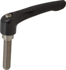 KIPP - 3/8-16, 0.73" Hub Diam, Zinc Die Cast (Stainless Steel Components) Threaded Stud Adjustable Clamping Lever - 1.57" Stud Length, 2.93" OAL, 1.67" High - Apex Tool & Supply