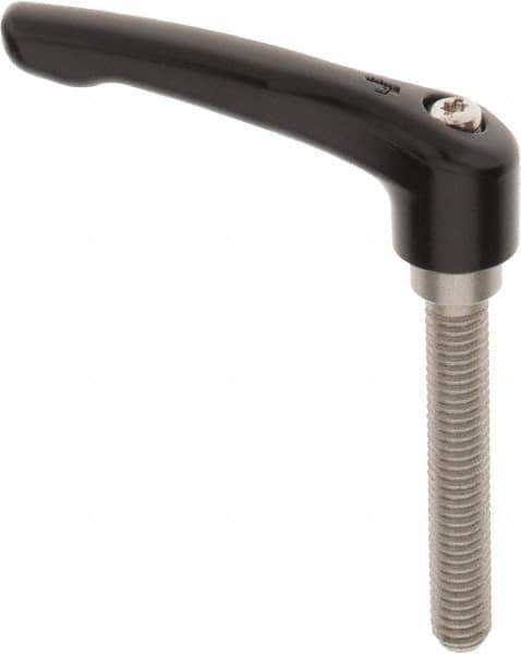 KIPP - 3/8-16, 0.73" Hub Diam, Zinc Die Cast (Stainless Steel Components) Threaded Stud Adjustable Clamping Lever - 2.36" Stud Length, 2.93" OAL, 1.67" High - Apex Tool & Supply