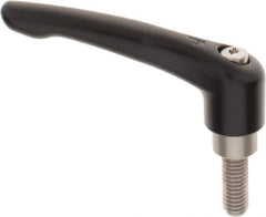 KIPP - 3/8-16, 0.83" Hub Diam, Zinc Die Cast (Stainless Steel Components) Threaded Stud Adjustable Clamping Lever - 0.98" Stud Length, 3.58" OAL, 2.15" High - Apex Tool & Supply