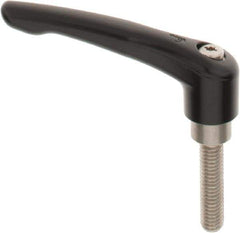 KIPP - 3/8-16, 0.83" Hub Diam, Zinc Die Cast (Stainless Steel Components) Threaded Stud Adjustable Clamping Lever - 1.57" Stud Length, 3.58" OAL, 2.15" High - Apex Tool & Supply