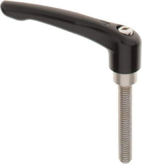 KIPP - 3/8-16, 0.83" Hub Diam, Zinc Die Cast (Stainless Steel Components) Threaded Stud Adjustable Clamping Lever - 2.36" Stud Length, 3.58" OAL, 2.15" High - Apex Tool & Supply