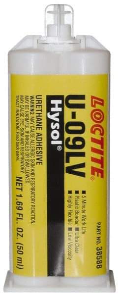 Loctite - 50 mL Cartridge Two Part Epoxy - 10 min Working Time, 1,146 psi Shear Strength, Series U-09LV - Apex Tool & Supply