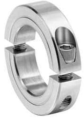 Climax Metal Products - 1-11/16" Bore, Stainless Steel, Two Piece Two Piece Split Shaft Collar - 2-3/4" Outside Diam, 11/16" Wide - Apex Tool & Supply