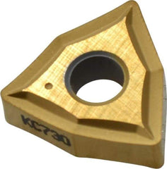 Kennametal - WNGP432 K Grade KC730 Carbide Turning Insert - TiN Finish, 80° Trigon, 1/2" Inscr Circle, 3/16" Thick, 1/32" Corner Radius - Apex Tool & Supply