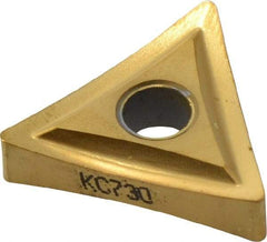 Kennametal - TNMP432 Grade KC730 Carbide Turning Insert - TiN Finish, 60° Triangle, 1/2" Inscr Circle, 3/16" Thick, 1/32" Corner Radius - Apex Tool & Supply