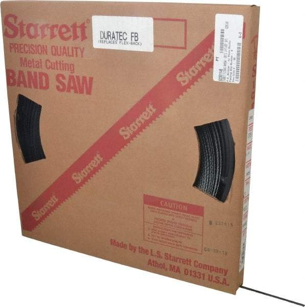 Starrett - 1/4" x 250' x 0.025" Carbon Steel Band Saw Blade Coil Stock - 10 TPI, Toothed Edge, Straight Form, Raker Set, Flexible Back, No Rake Angle, Constant Pitch, Contour Cutting - Apex Tool & Supply