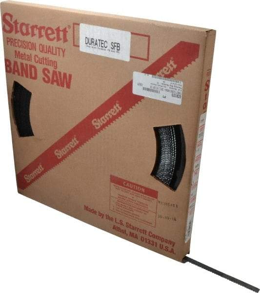 Starrett - 1/2" x 250' x 0.025" Carbon Steel Band Saw Blade Coil Stock - 6 TPI, Toothed Edge, Hook Form, Raker Set, Flexible Back, Positive Angle, Constant Pitch, Contour Cutting - Apex Tool & Supply