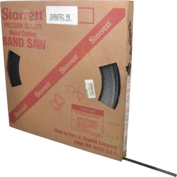Starrett - 1/2" x 250' x 0.025" Carbon Steel Band Saw Blade Coil Stock - 10 TPI, Toothed Edge, Straight Form, Raker Set, Flexible Back, No Rake Angle, Constant Pitch, Contour Cutting - Apex Tool & Supply