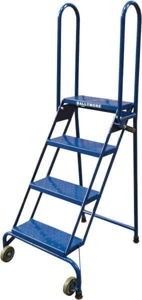 Ballymore - 65" 4 Step Ladder - Portable Folding Safety Ladder, 350 Lb Capacity, 40" Platform Height, 24" Base Width x 30" Base Depth, Perforated Tread - Apex Tool & Supply
